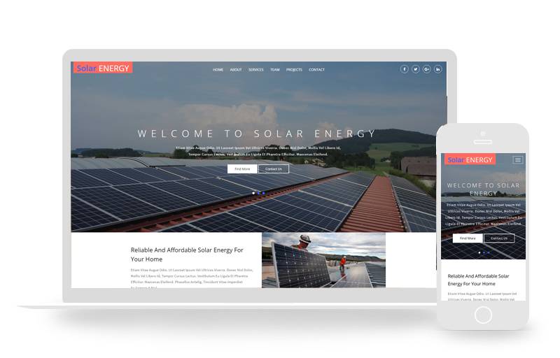 HTML5家庭太阳能设备企业网页模板（自适应）