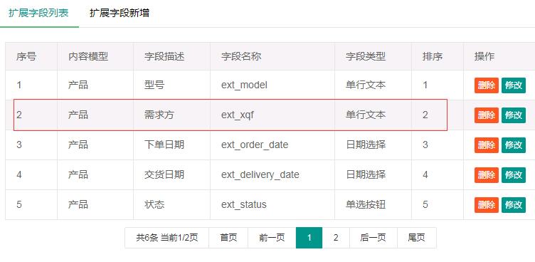 PbootCMS后台内容列表增加自定义字段显示